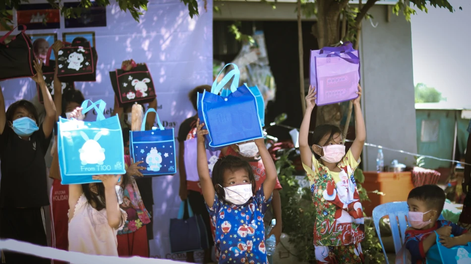Children's Day in rural area of phnom penh organised by UPWD under Integrated Covid-19 response in poor urban setting project.