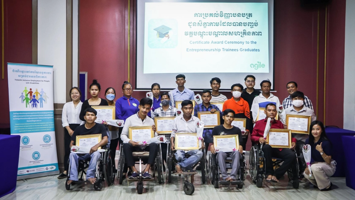 A group picture of students who completed the TVET course 